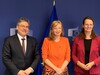Staatssekretär Prof. Dr. Joachim Schachtner, Kommissarin Ekaterina Zaharieva und Ministerin Bettina Martin