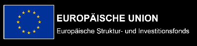 Logo EU-Strukturfonds farbig, schwarzer Hintergrund, Schrift rechts